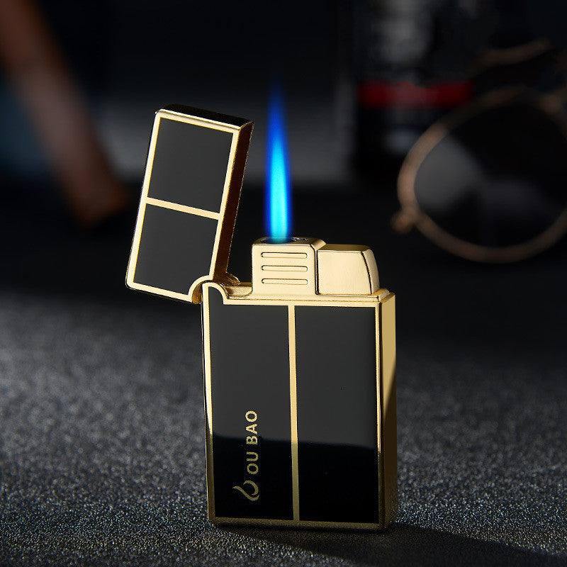 Bao B813 Gas Lighters Metal Langsheng Steel Tone Direct Punching Windproof Blue Flame Electronic Lighter