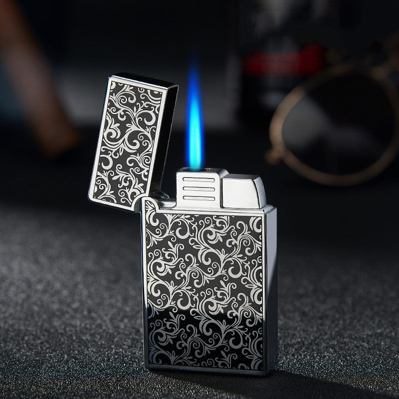 Bao B813 Gas Lighters Metal Langsheng Steel Tone Direct Punching Windproof Blue Flame Electronic Lighter