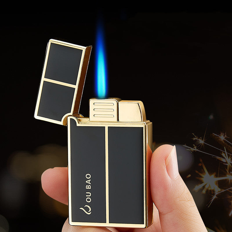 Bao B813 Gas Lighters Metal Langsheng Steel Tone Direct Punching Windproof Blue Flame Electronic Lighter