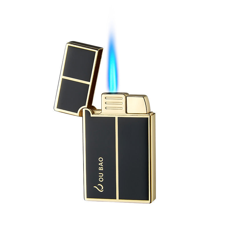 Bao B813 Gas Lighters Metal Langsheng Steel Tone Direct Punching Windproof Blue Flame Electronic Lighter