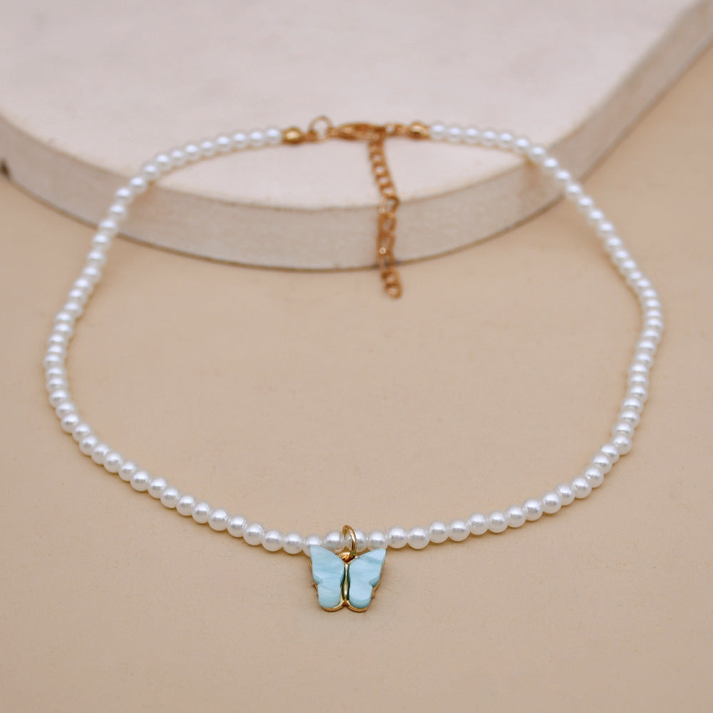 European And American Opal Bow Knot Pearl Necklace Women